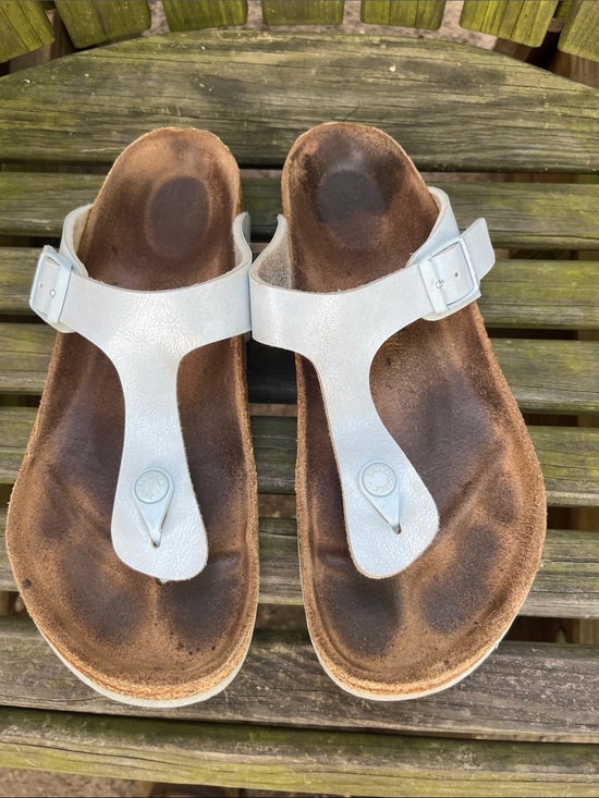 Birkenstock Shoes - Birkenstock Women's Silver Gizeh Thong Sandals